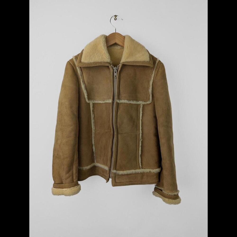 VTG RARE ABERCROMBIE & FITCH x SAWYER OF NAPA Sz 12 100% Shearling Jacket